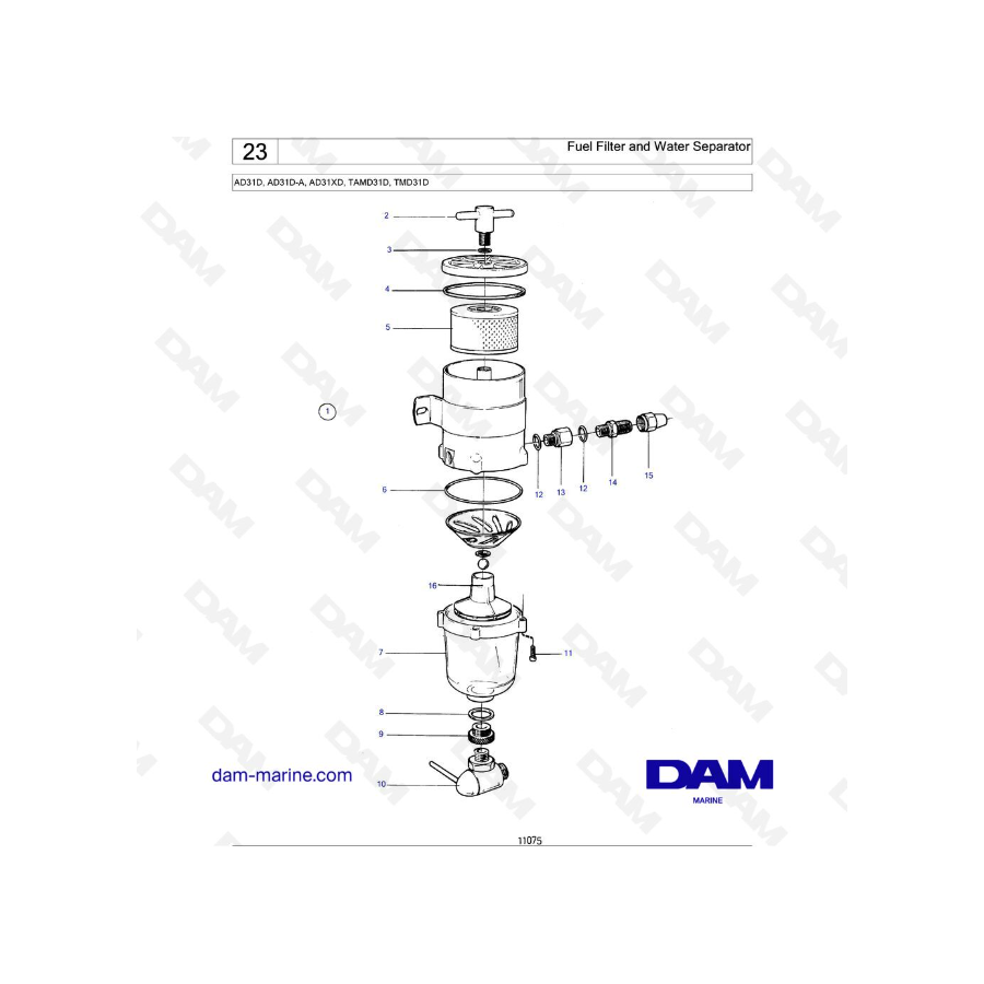 Volvo Penta AD31D / AD31D-A / AD31XD / TAMD31D / TMD31D - Fuel Filter and Water Separator