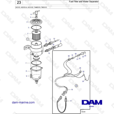 Volvo Penta AD31D / AD31D-A / AD31XD / TAMD31D / TMD31D - Fuel Filter and Water Separator