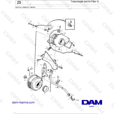 Volvo Penta AD31D-A / TAMD31D / TMD31D - Turbocharger and Air Filter: A