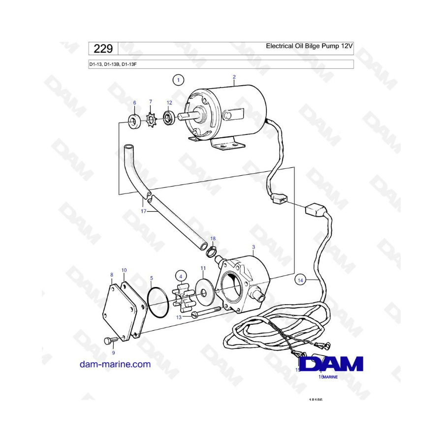 Volvo Penta D1-13 / D1-13B / D1-13F - Electrical oil bilge pump 12V