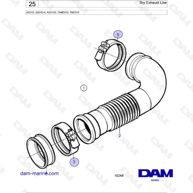 Volvo Penta AD31D / AD31D-A / AD31XD / TAMD31D / TMD31D - Dry Exhaust Line