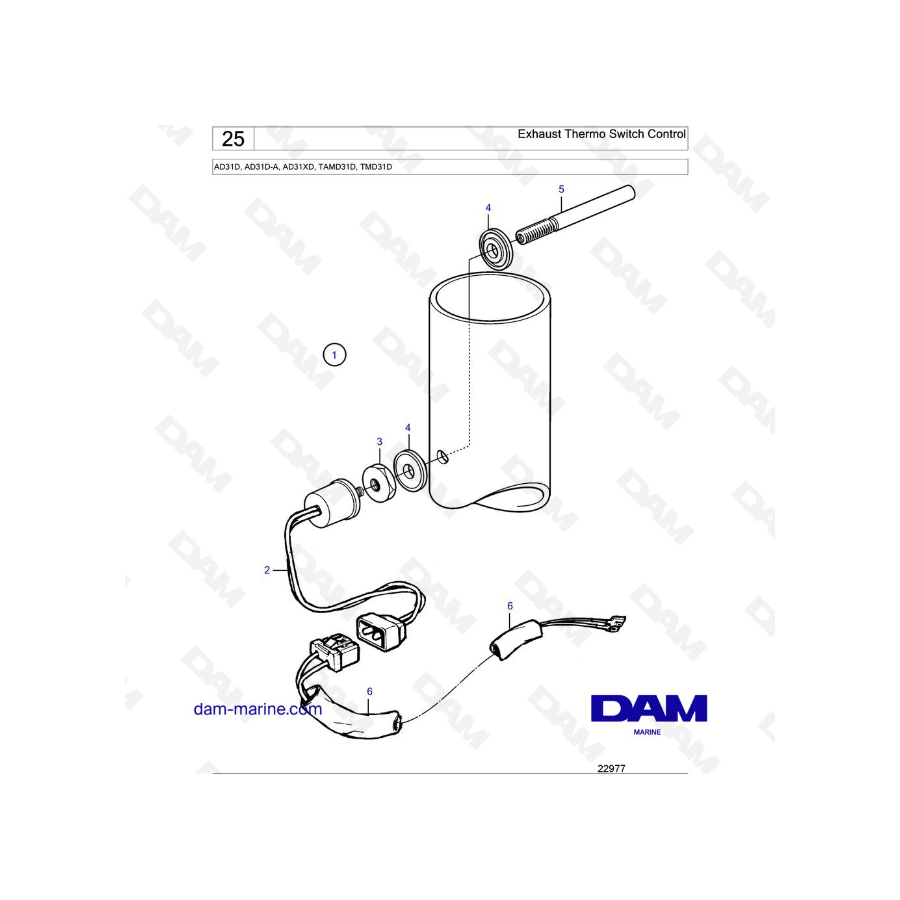 Volvo Penta AD31D / AD31D-A / AD31XD / TAMD31D / TMD31D - Exhaust Thermo Switch Control Volvo Penta AD31D / AD31D-A / AD31XD / TAMD31D / TMD31D - Exhaust Thermo Switch Control