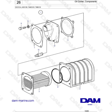 Volvo Penta AD31D-A / AD31XD / TAMD31D / TMD31D - Oil Cooler, Components