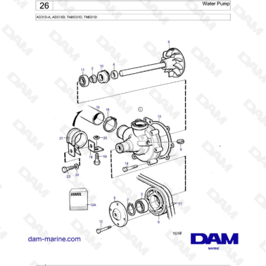 Volvo Penta AD31A-A / AD31XD / TAMD31D / TMD31D - Water Pump