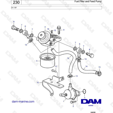 Volvo Penta D1-13F - Fuel filter & feed pump