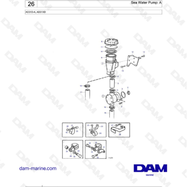 Volvo Penta AD31D-A / AD31XD - Sea Water Pump: A