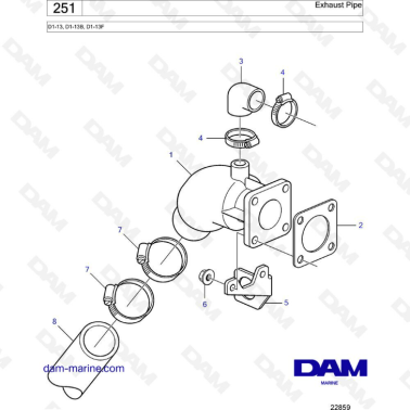 Volvo Penta D1-13 / D1-13B / D1-13F - Exhaust pipe