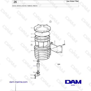 Volvo Penta AD31D / AD31D-A / AD31XD / TAMD31D / TMD31D - Sea Water Filter
