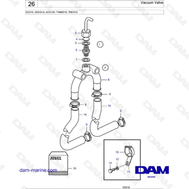 Volvo Penta AD31D / AD31D-A / AD31XD / TAMD31D / TMD31D - Vacuum Valve