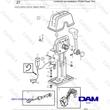 Volvo Penta AD31D / AD31D-A / AD31XD / TAMD31D / TMD31D - Control for top Installation, PC840 Power Trim