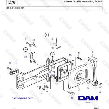 Volvo Penta D1-13 / D1-13B / D1-13F - Control for side installation, PC841
