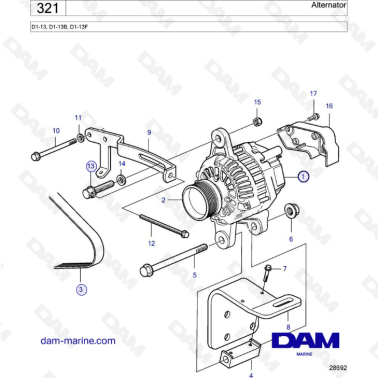 Volvo Penta D1-13 / D1-13B / D1-13F - Alternator