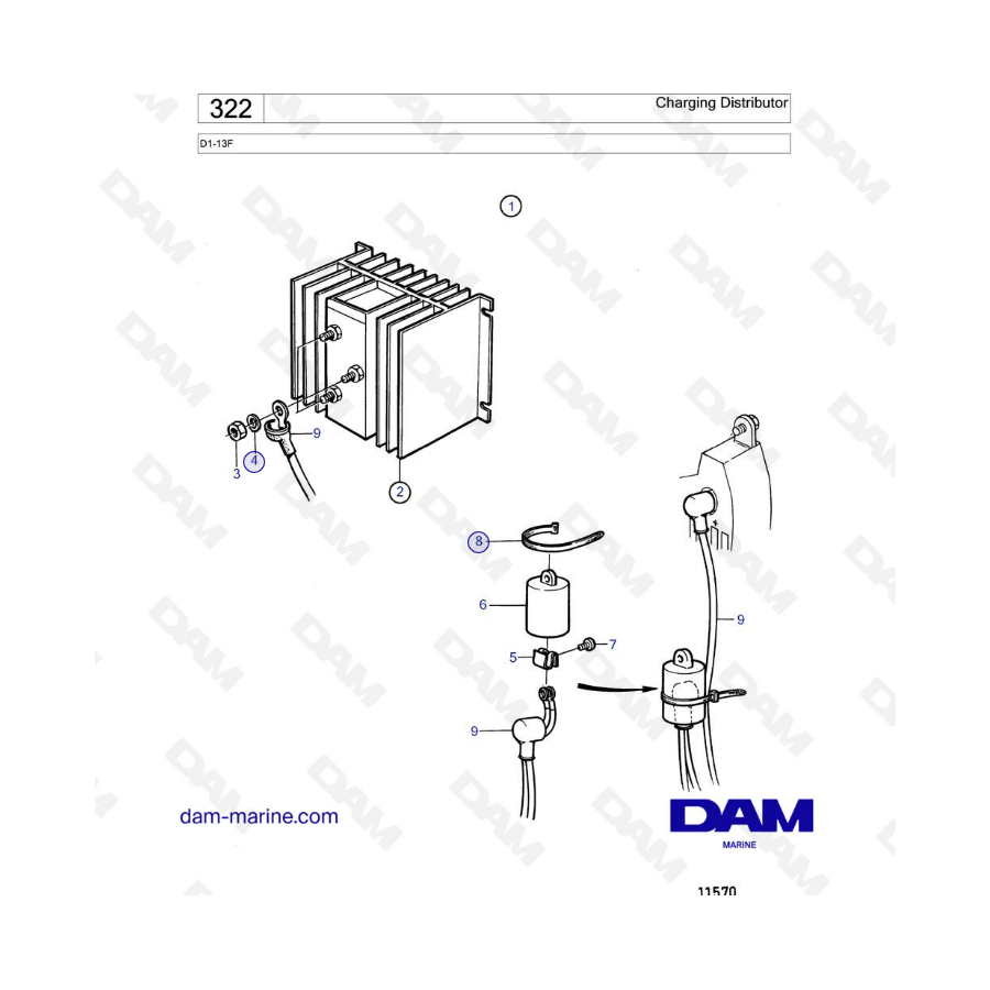 Volvo Penta D1-13F - Charging distributor