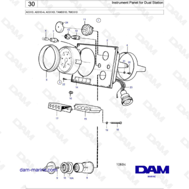 Volvo Penta AD31D / AD31D-A / AD31XD / TAMD31D / TMD31D - Instrument Panel for Dual Station