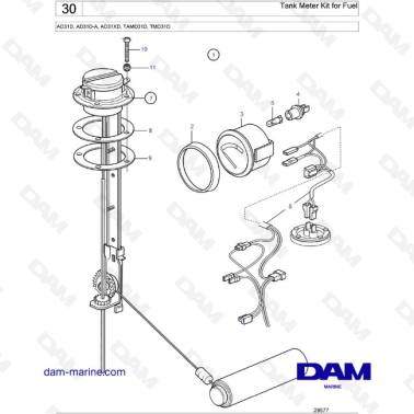 Volvo Penta AD31D / AD31D-A / AD31XD / TAMD31D / TMD31D - Tank Meter Kit for Fuel
