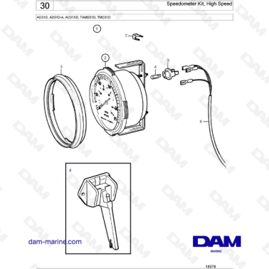 Volvo Penta AD31D / AD31D-A / AD31XD / TAMD31D / TMD31D - Speedometer Kit, Hight Speed