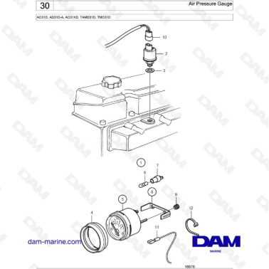 Volvo Penta AD31D / AD31D-A / AD31XD / TAMD31D / TMD31D -Air Pressure Gauge