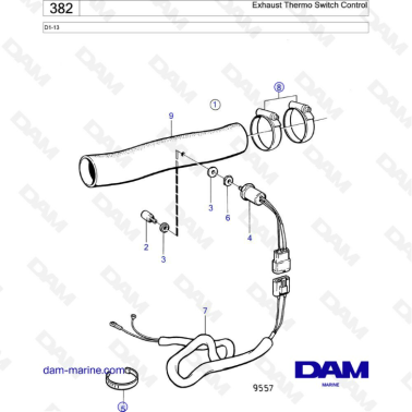 Volvo Penta D1-13 - Exhaust thermo switch control