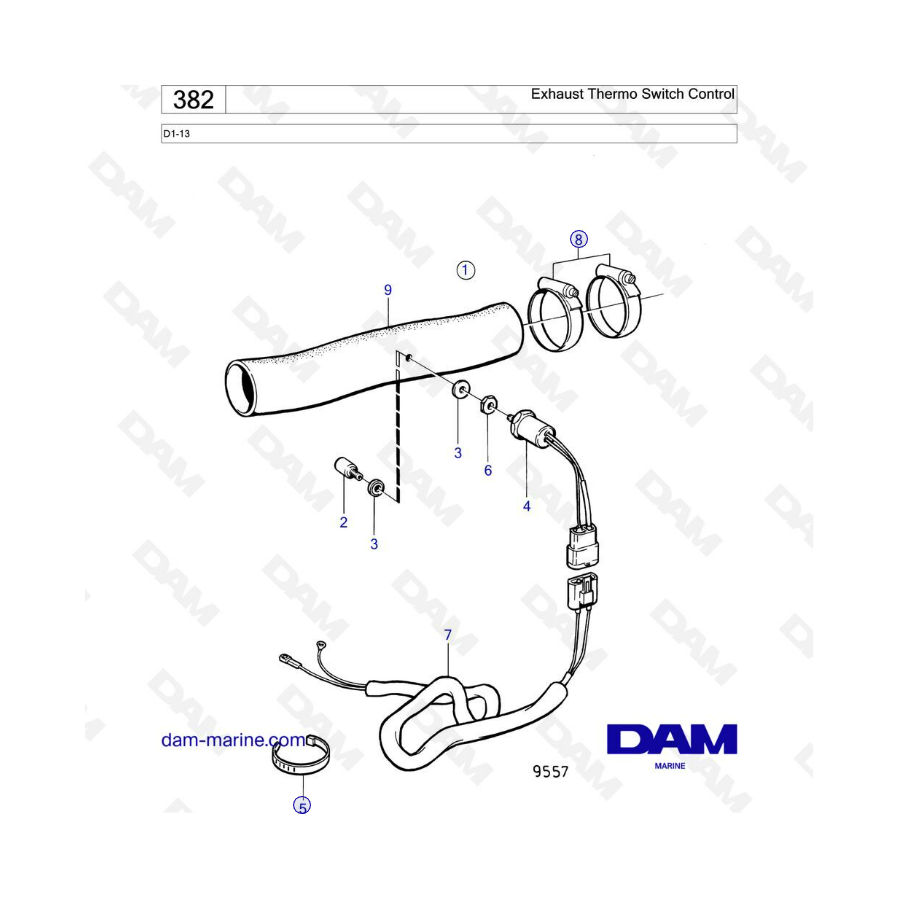 Volvo Penta D1-13 - Exhaust thermo switch control