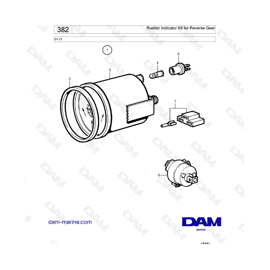 Volvo Penta D1-13 - Rudder indicator kit for reverse gear