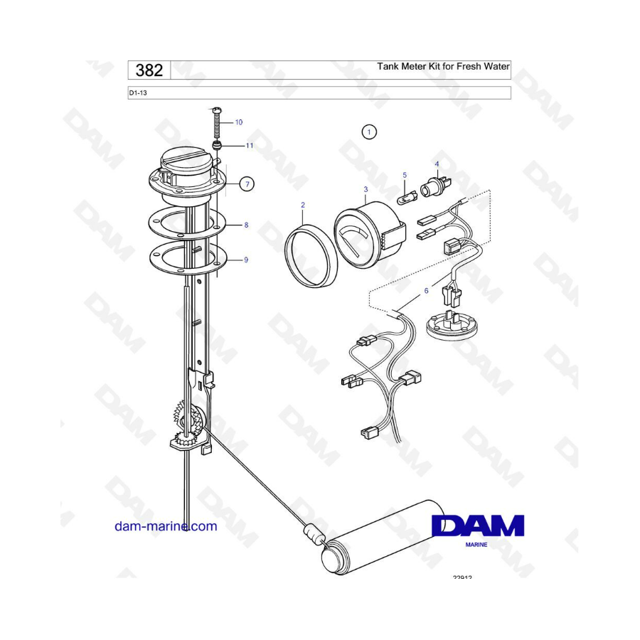 Volvo Penta D1-13 - Tank Meter kit for fresh water