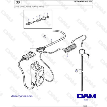 Volvo Penta AD31D / AD31D-A / AD31XD / TAMD31D / TMD31D - Oil Level Guard, 12V