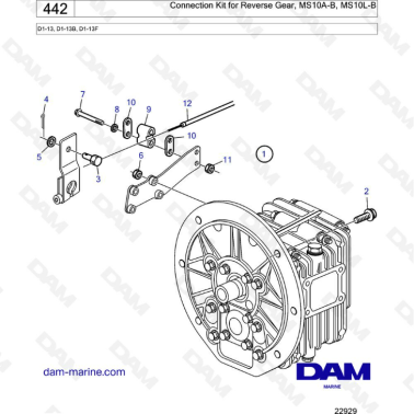 Volvo Penta D1-13 / D1-13B / D1-13F - Connection kit for reverse gear, MS10A-B, MS10L-B