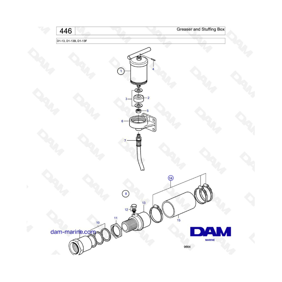 Volvo Penta D1-13 / D1-13B / D1-13F - Greaser & stuffing box