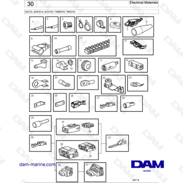 Volvo Penta AD31D / AD31D-A / AD31XD / TAMD31D / TMD31D - Electrical Materials
