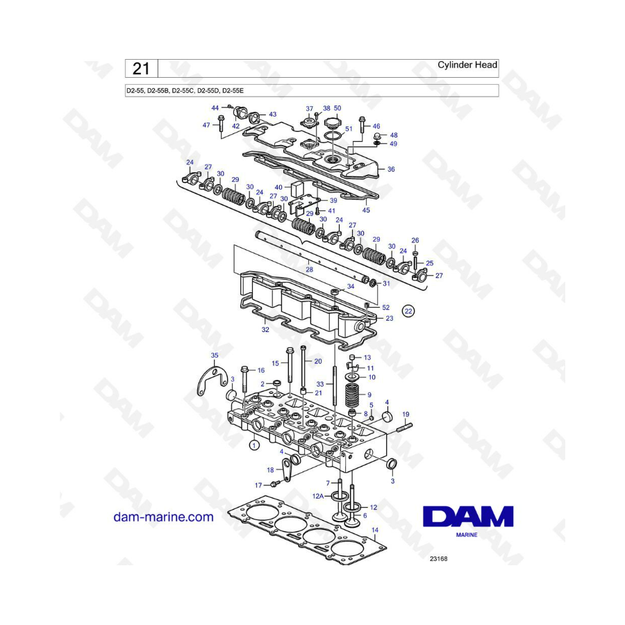 Culata de Volvo Penta D2-55B / D2-55C / D2-55D / D2-55E