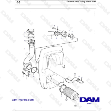 Volvo Penta AD31D / AD31D-A / AD31XD / TAMD31D / TMD31D - Exhaust and Cooling Water Inlet