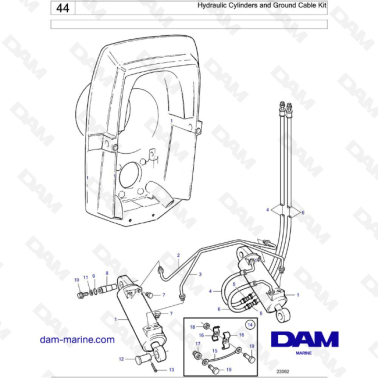 Volvo Penta AD31D/ AD31D-A / AD31XD / TAMD31D / TMD31D - Hydraulic Cylinder and Ground Cable Kit