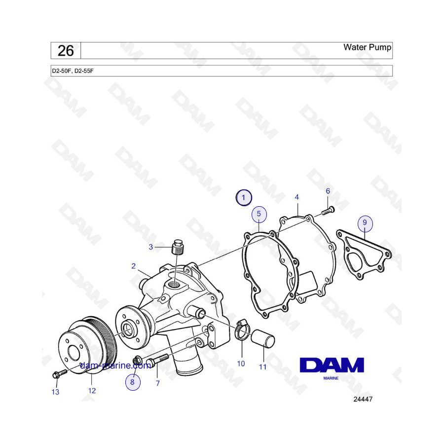Volvo Penta D2-50F / D2-55F - Bomba de agua 