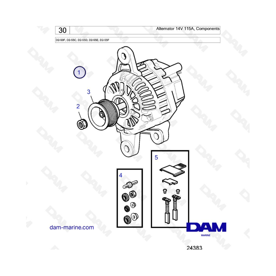 ALTERNATEUR 12V 115AMP PCM - DAM Marine