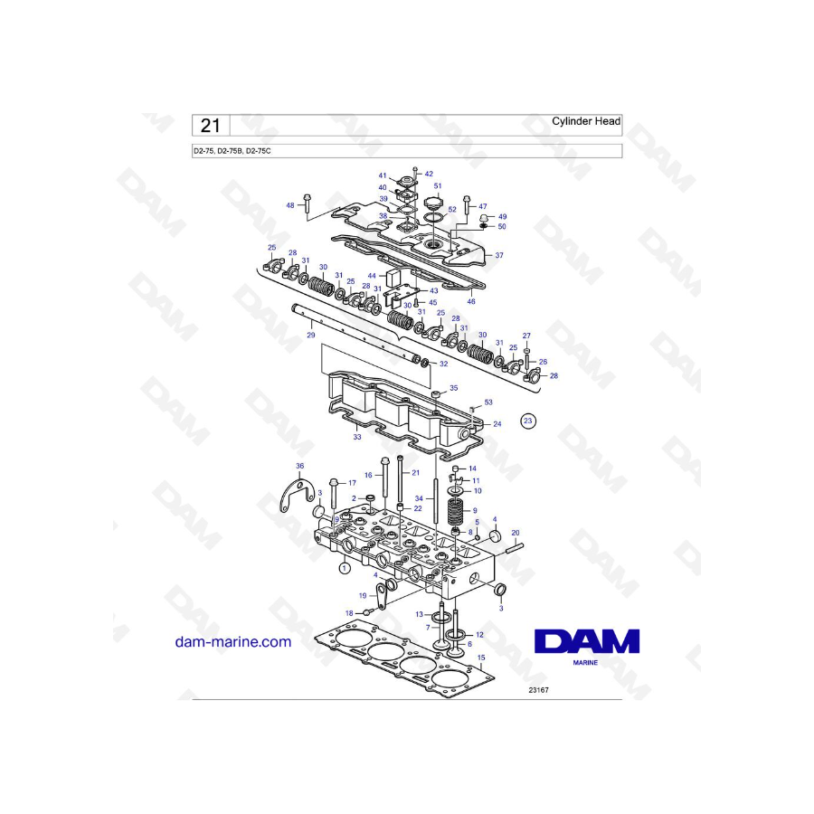 Culata de Volvo Penta D2-75 / D2-75B / D2-75C