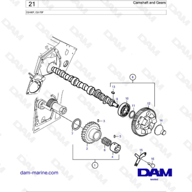 Volvo Penta D2-60F / D2-75F / Camshaft and Gears
