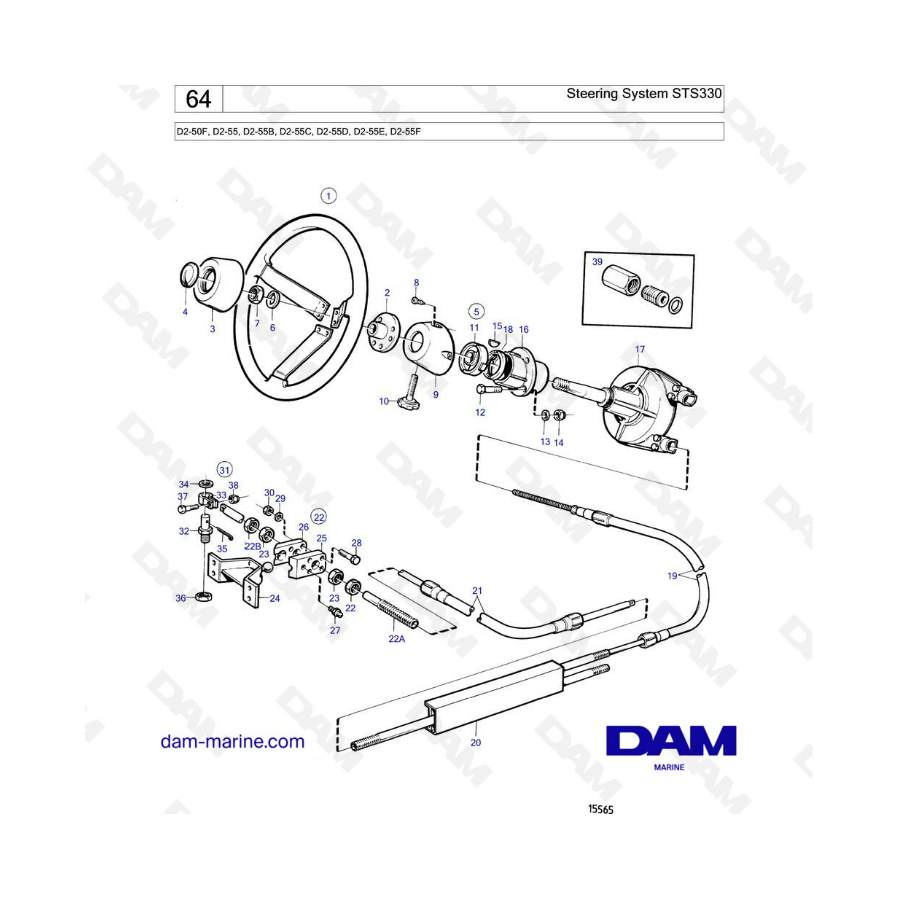Volvo Penta D2-55 / D2-55B / D2-55C / D2-55D / D2-55E / D2-55F -Steering system STS330 