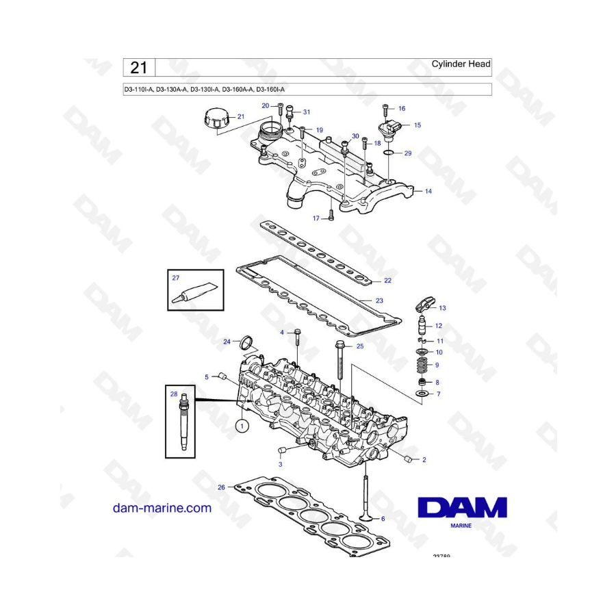 Volvo Penta D3-110I-A / D3-130A-A / D3-160A-A / D3-160I-A - Cylinder head 