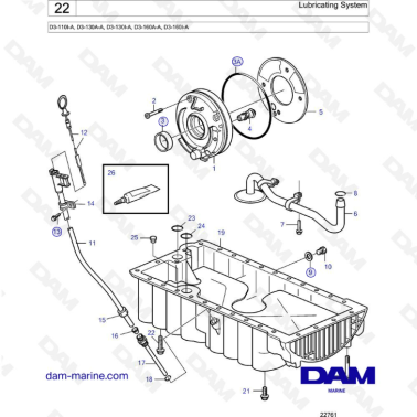 Volvo Penta D3-110I-A, D3-130A-A, D3-130I-A, D3-160A-A, D3-160I-A - Lubricating system