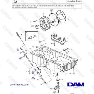 Volvo Penta D3-110 / D3-130 / D3-160 / D3-190 - Lubricating system