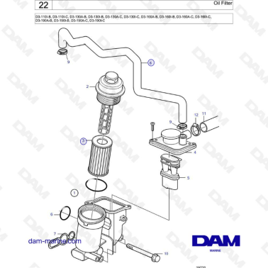 Volvo Penta D3-110 / D3-130 / D3-160 / D3-190 - Oil filter