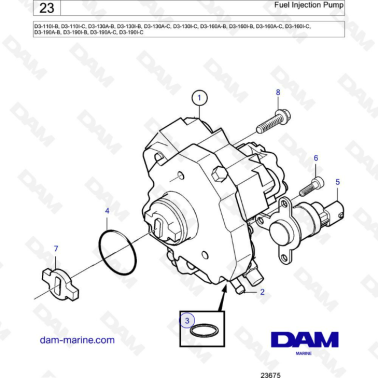 Volvo Penta D3-110I-B -C / D3-130I-B, -C l A-B, -C / D3-160A-B, -C, I-B, I-C / D3-190A-B, A-C, I-B, I-C - Fuel injection pump