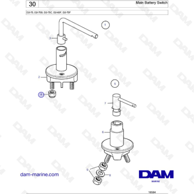 Volvo Penta D2-75 / D2-75B / D2-75C / D2-60F / D2-75F - Main Battery Switch