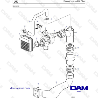 Volvo Penta D3-190A-C - Exhaust Line & Air filter