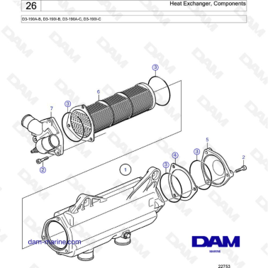 Volvo Penta D3-190A-B, D3-190I-B, D3-190A-C, D3-190I-C - Heat exchanger