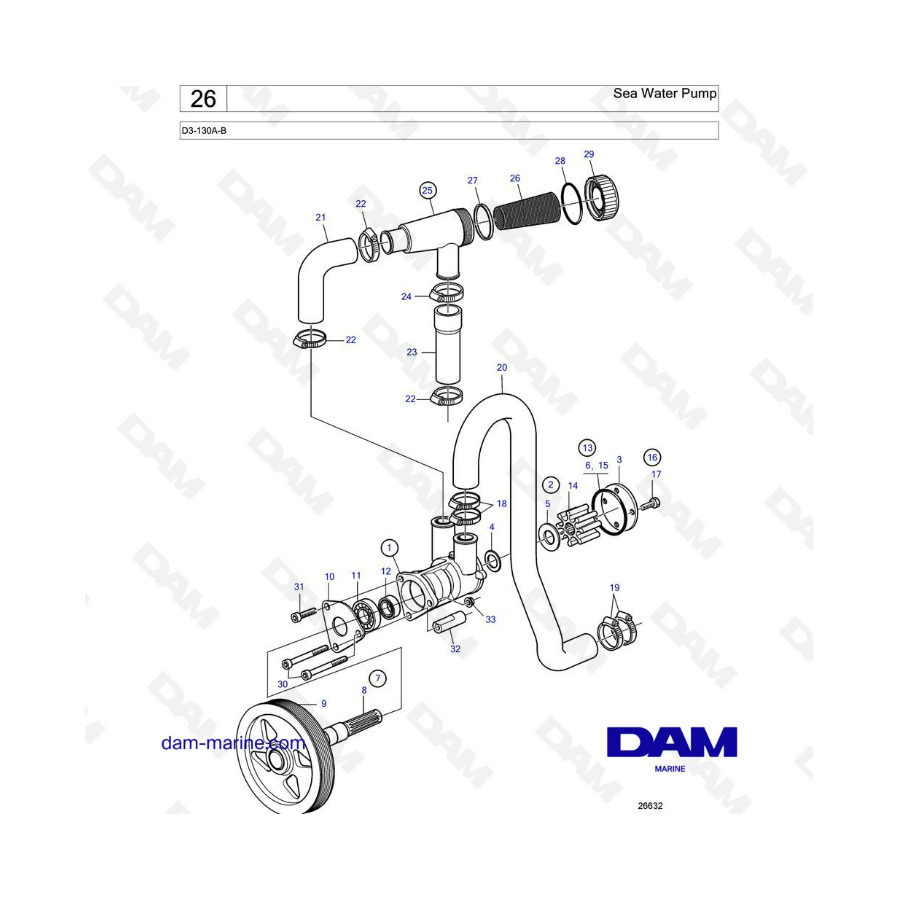 Volvo Penta D3-130A-B - Sea water pump 