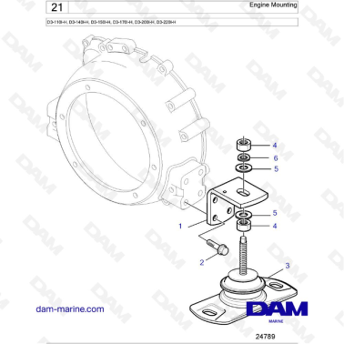 Volvo Penta D3-110I-H / D3-140I-H / D3-150I-H / D3-170I-H / D3-200I-H / D3-220I-H - Engine Mounting