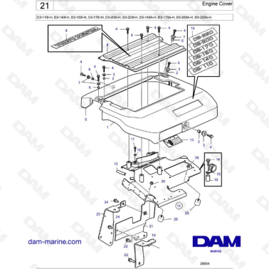 Volvo Penta D3-110I-H / D3-140I-H / D3-150I-H / D3-170I-H / D3-200I-H / D3-220I-H / D3-140A-H / D3-170A-H - Engine Cover