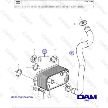 Volvo Penta D3-110I-H / D3-140I-H / D3-150I-H / D3-170I-H / D3-200I-H / D3-220I-H / D3-140A-H / D3-170A-H - Oil Cooler