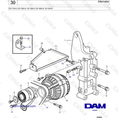 Volvo Penta D3-110 / D3-130 / D3-160 - Alternator